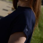 Krátké šaty s páskem – tmavá modrá - druhý obrázek z galerie